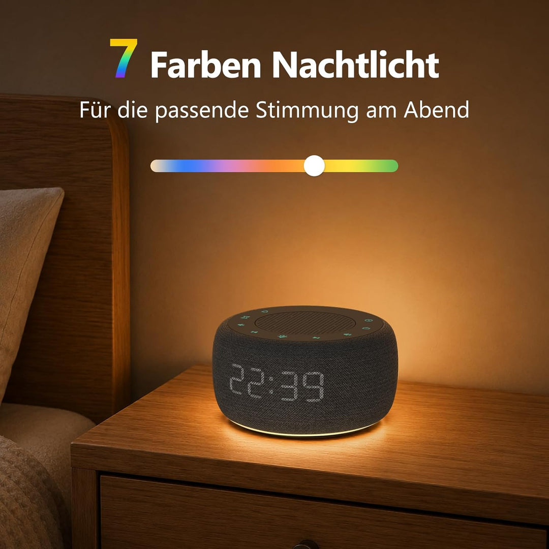 Buffbee Digitaler Radiowecker für das Schlafzimmer - 7-farbiges Nachtlicht, High-Fidelity-Klangquali