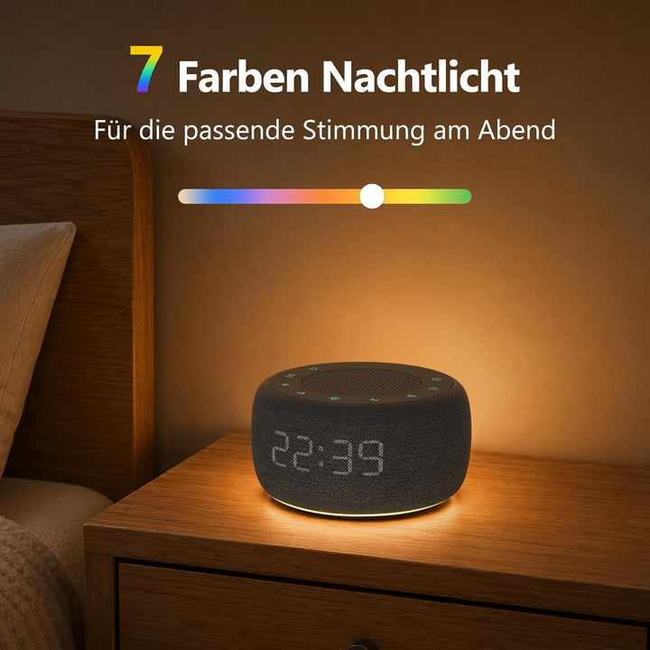 Buffbee Digitaler Radiowecker für das Schlafzimmer - 7-farbiges Nachtlicht, High-Fidelity-Klangquali