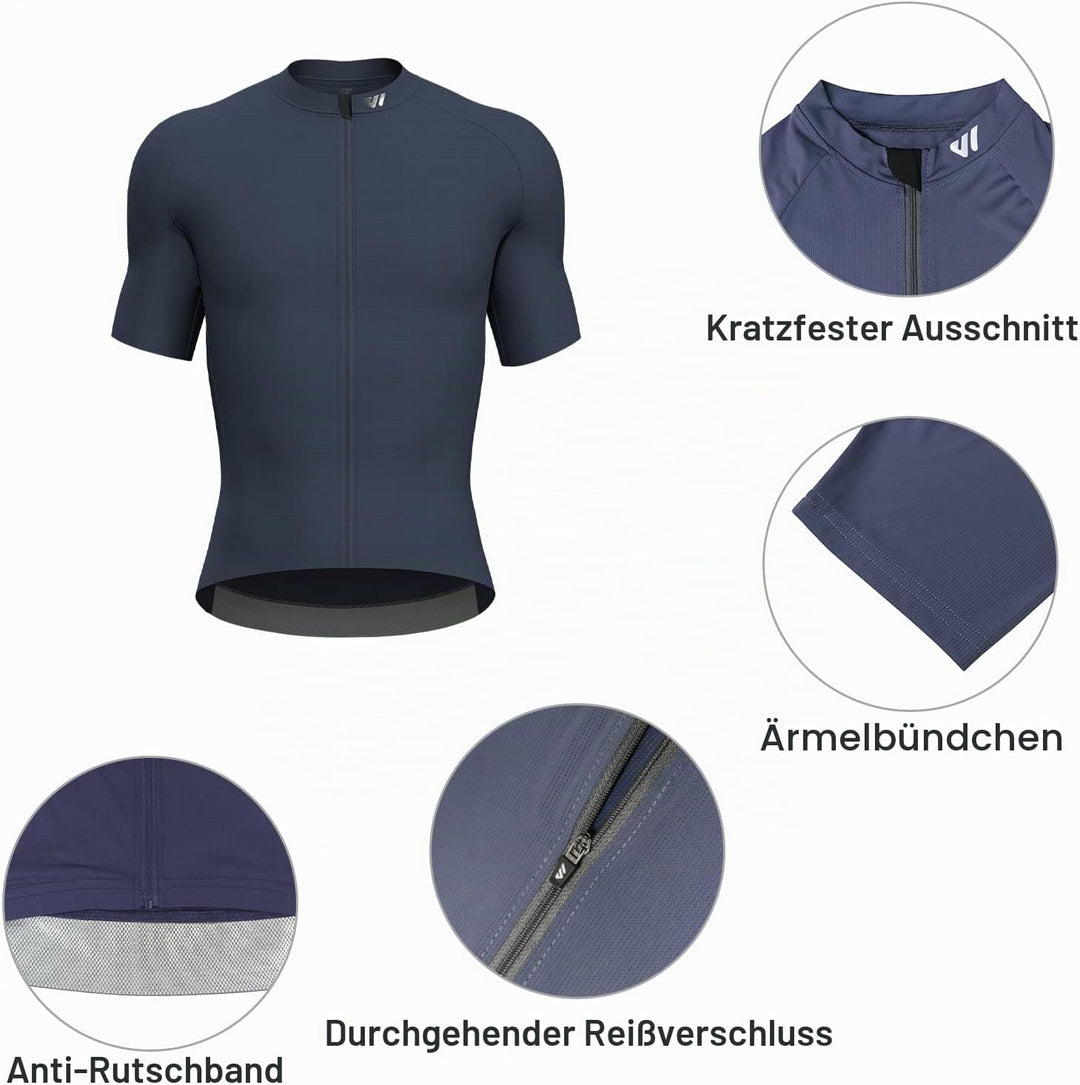 Lo.gas Radtrikot Herren Kurzarm, Rennrad Trikot Durchgehender Reissverschluss mit 3 Taschen M Kurzar