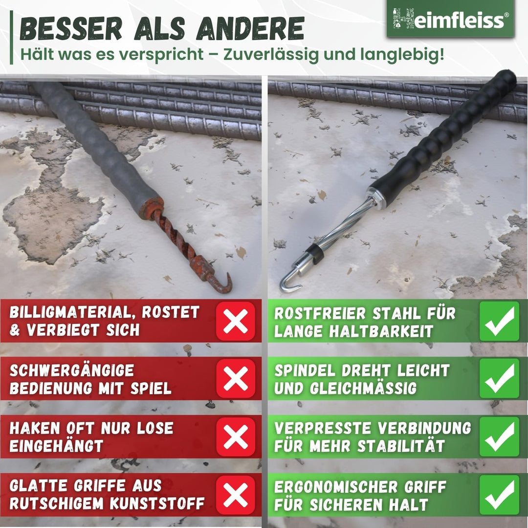 Heimfleiss® Draht Driller Drillapparat mit aut. Rücklauf - Universal Drahtbinder Rödelzange für Zaun