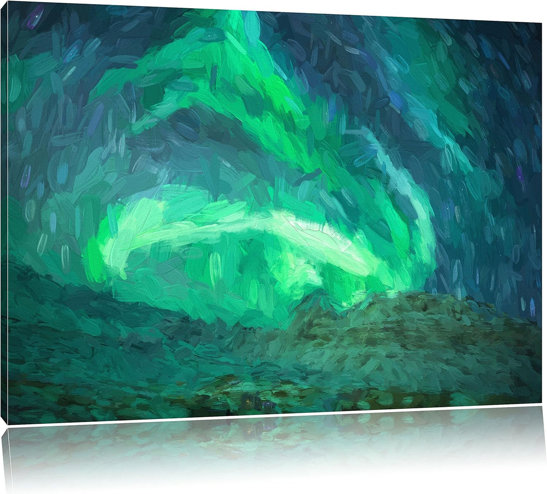 Pixxprint Nordlichter über Island Kunst als Leinwandbild/Grösse: 100x70 / Wandbild/Kunstdruck/fertig