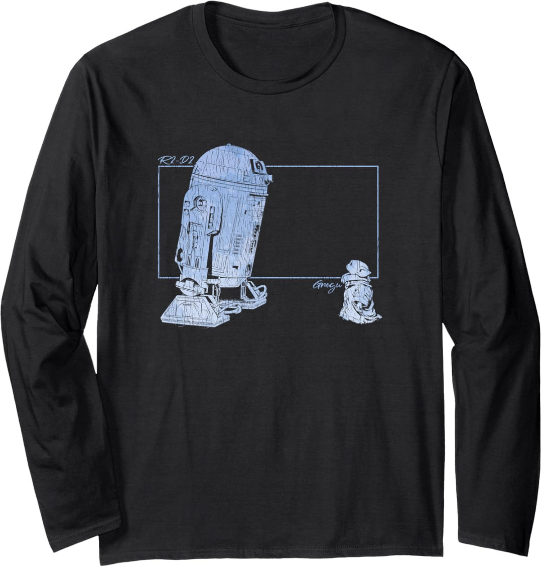 Star Wars: The Mandalorian Retro R2-D2 & Grogu Langarmshirt