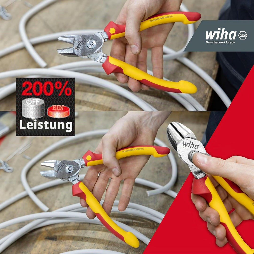 Wiha VDE Hochleistungs-Seitenschneider BiCut Industrial mit DynamicJoint® 200mm, umschaltbar 200% Po
