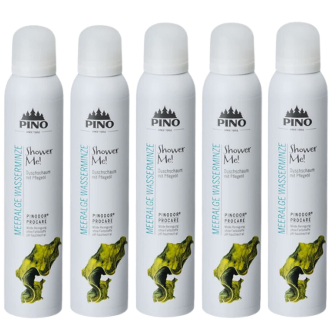 Pino Shower Me Duschschaum Meeralge Wasserminze 5 x 200 ml, 5