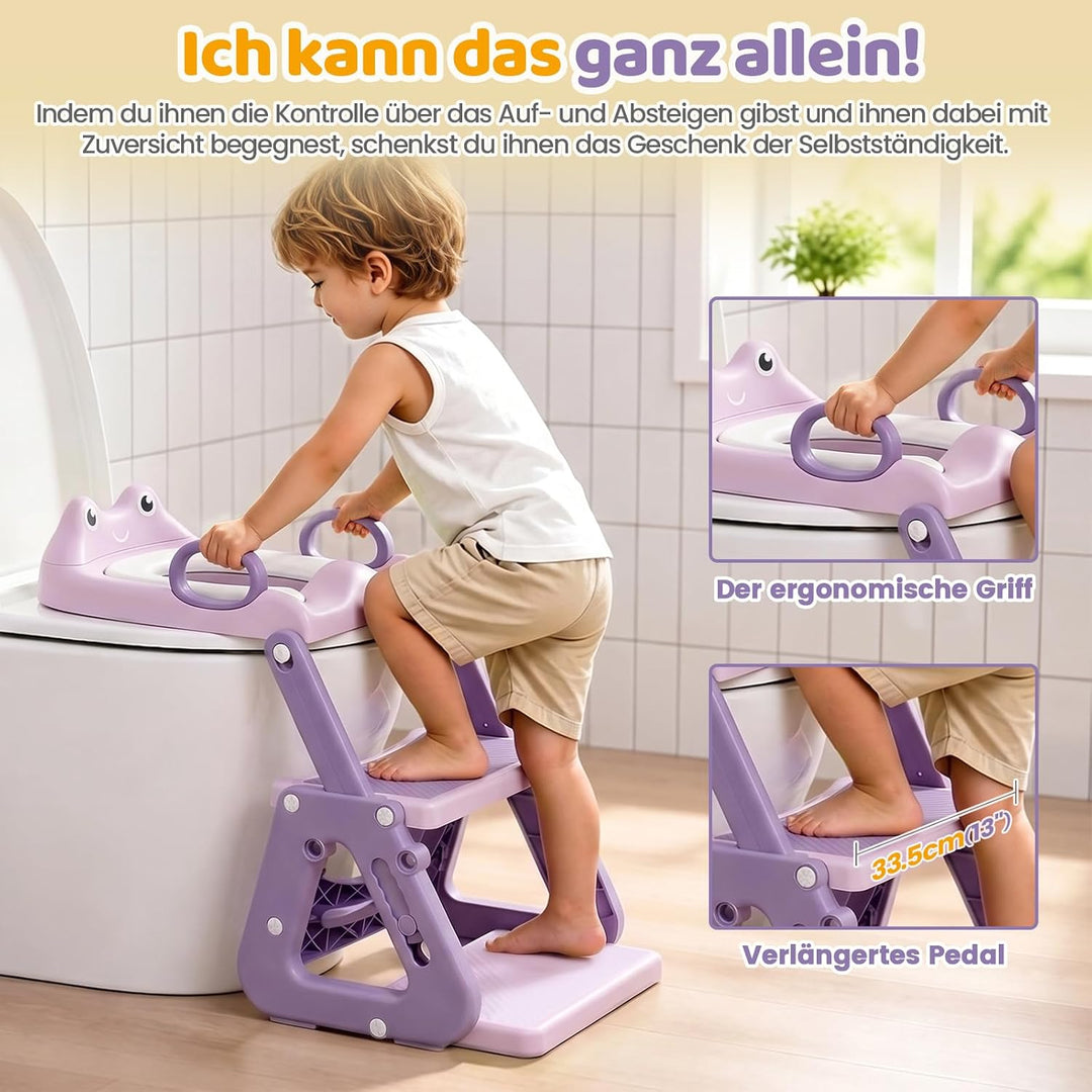 Orzbow Kinder Toilettensitz, Stabil Toilettensitz Kinder mit Treppe und Dreiecksstruktur, Verlängert