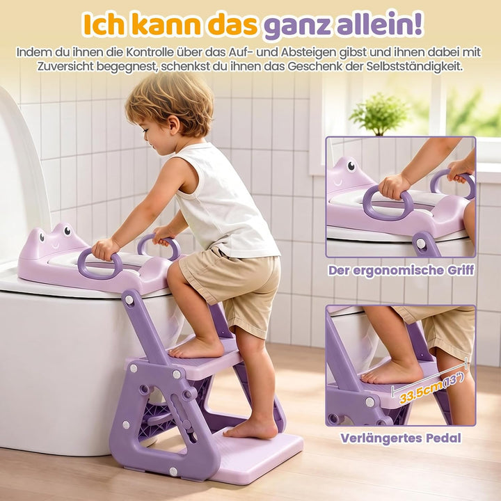 Orzbow Kinder Toilettensitz, Stabil Toilettensitz Kinder mit Treppe und Dreiecksstruktur, Verlängert