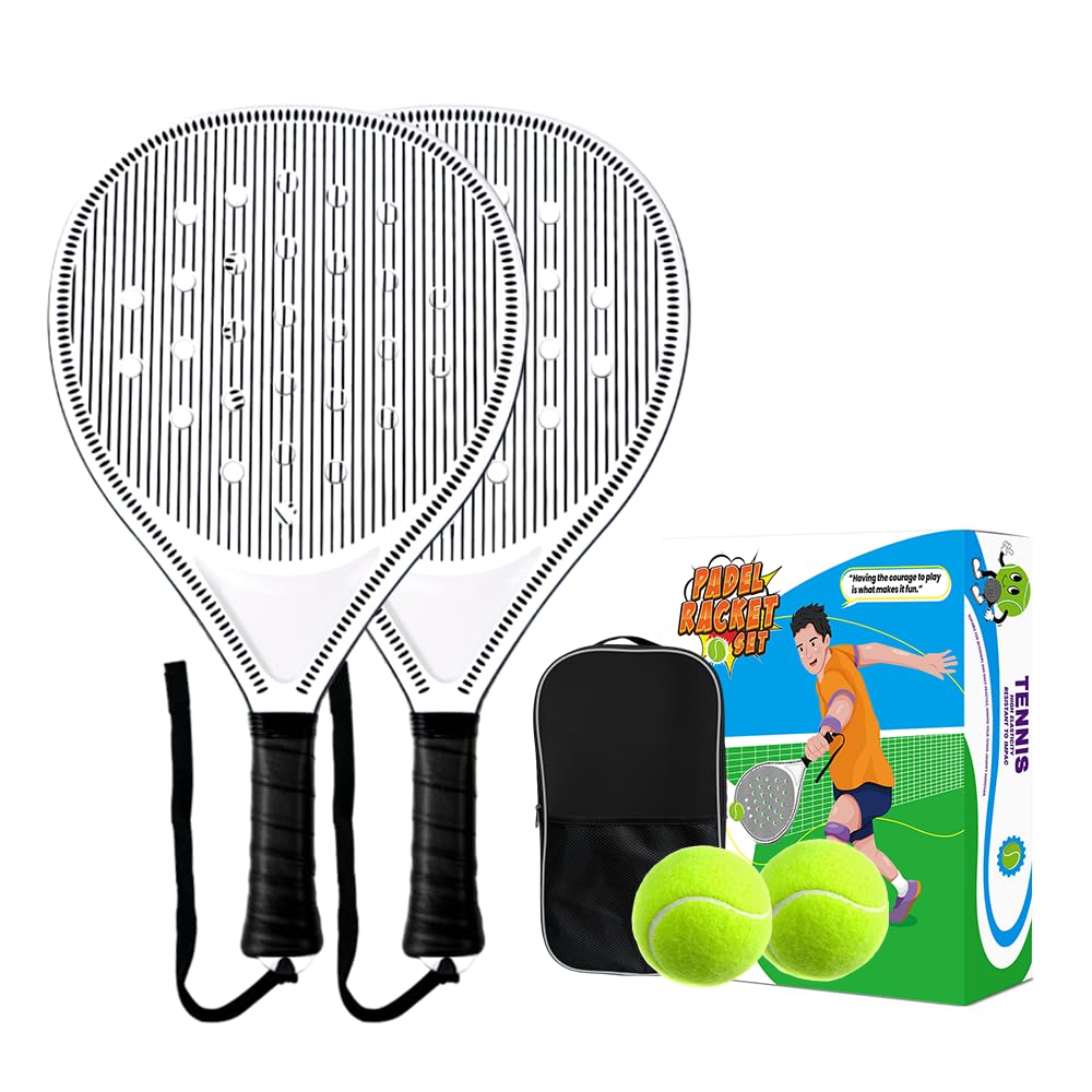 Padelracket 2er-Set mit ABS-Oberfläche und Eva-Schaumkern, für Erwachsene, inklusive Zwei Bällen und