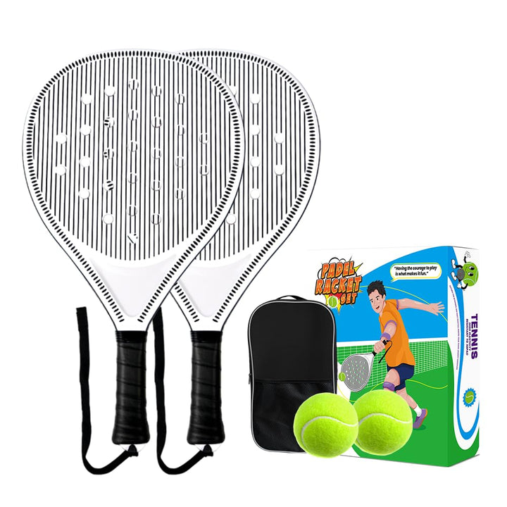 Padelracket 2er-Set mit ABS-Oberfläche und Eva-Schaumkern, für Erwachsene, inklusive Zwei Bällen und