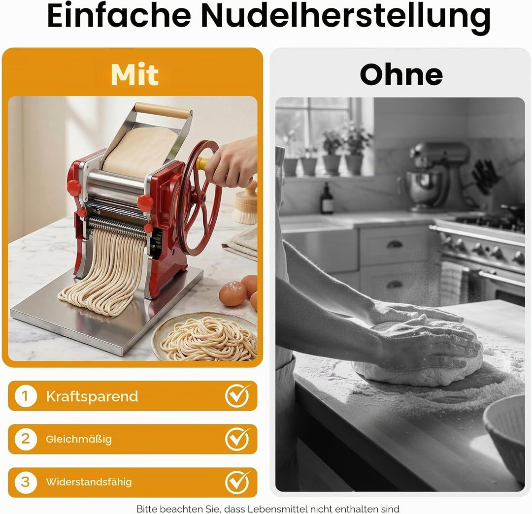 Nudelmaschine aus Edelstahl, Manueller Nudelscheider, Mehrzweck-Nudelmaschine, Austauschbare Klingen
