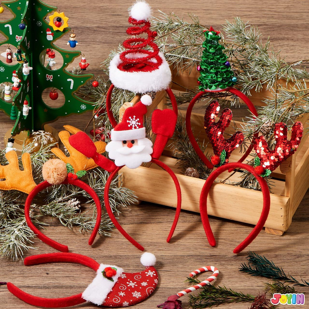 JOYIN 8 Stückt Set Weihnachts Haarreif mit verschiedenen Designs, Haarschmuck für Weihnachtsfeiern C