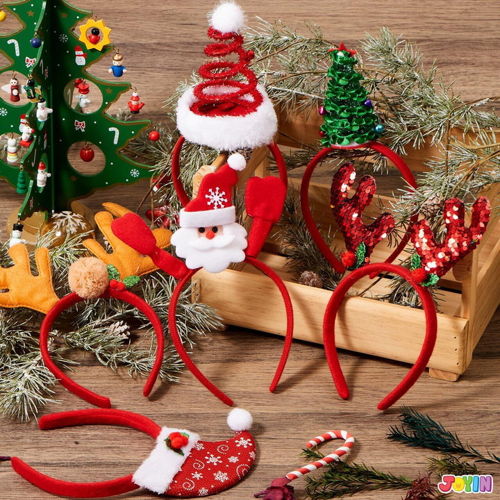 JOYIN 8 Stückt Set Weihnachts Haarreif mit verschiedenen Designs, Haarschmuck für Weihnachtsfeiern C