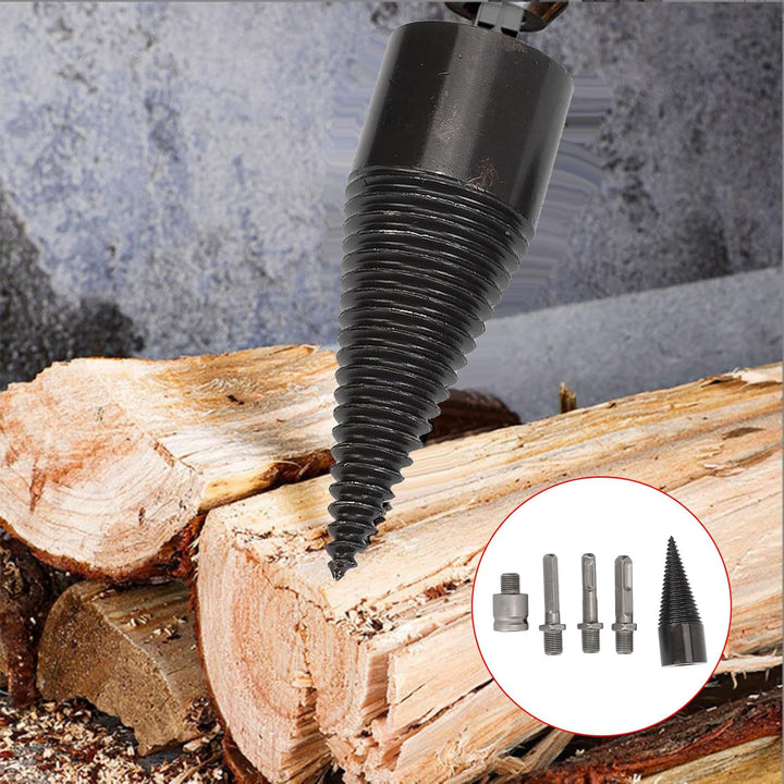 5 Stück Holzspalter-Bohrer, abnehmbare Stahl Brennholz Kegel Bohrer, Bohrer Schraube Kegel Treiber,