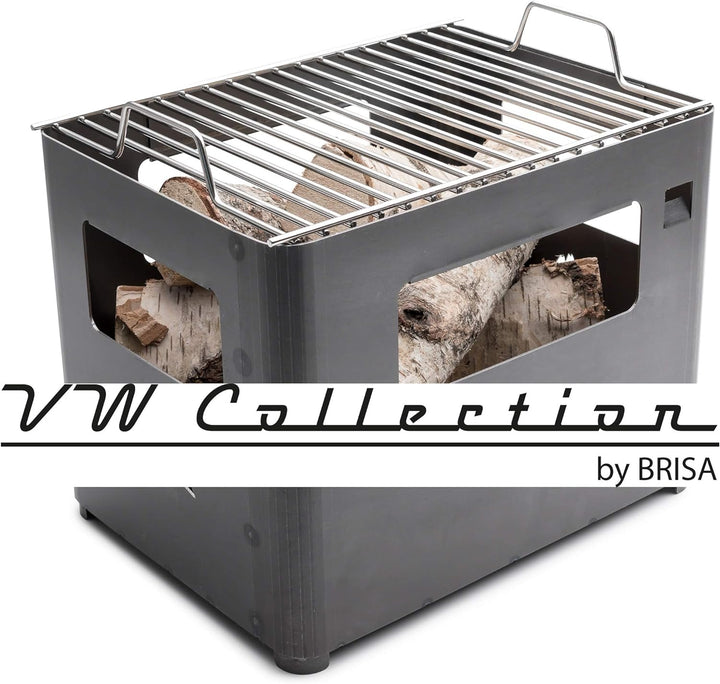 BRISA VW Collection - Volkswagen Feuer-Korb-Grill-Schale aus Cortenstahl in Getränkekistenform Multi