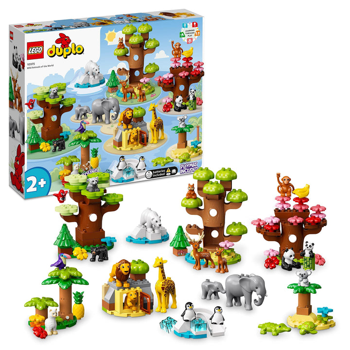 LEGO 10975 DUPLO Wilde Tiere der Welt Zoo Spielzeug mit Sound, mit 22 Tierfiguren und Steine, Lernsp