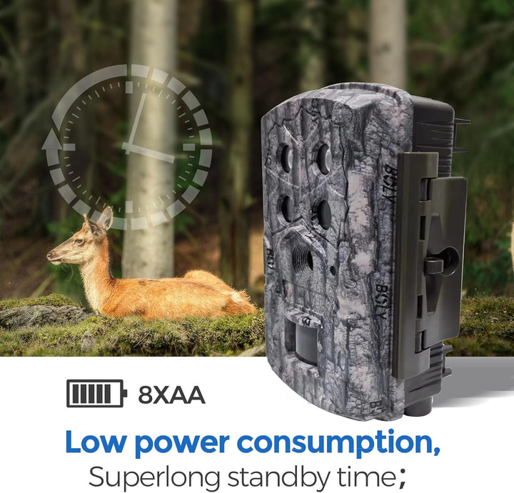 Wildlife Wildkamera 45 MP 4K FHD Jagdkamera 30,5 m Erfassungsreichweite 40 Stück 940 nm IR-LEDs mit