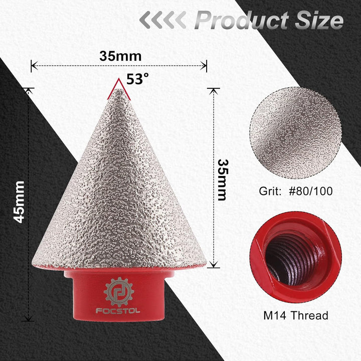 FOCSTOL Diamant Fasenbohrer - 35mm Diamant Fingerfräser zum Vergrössern Formen Trimmen Vorhandene Lö