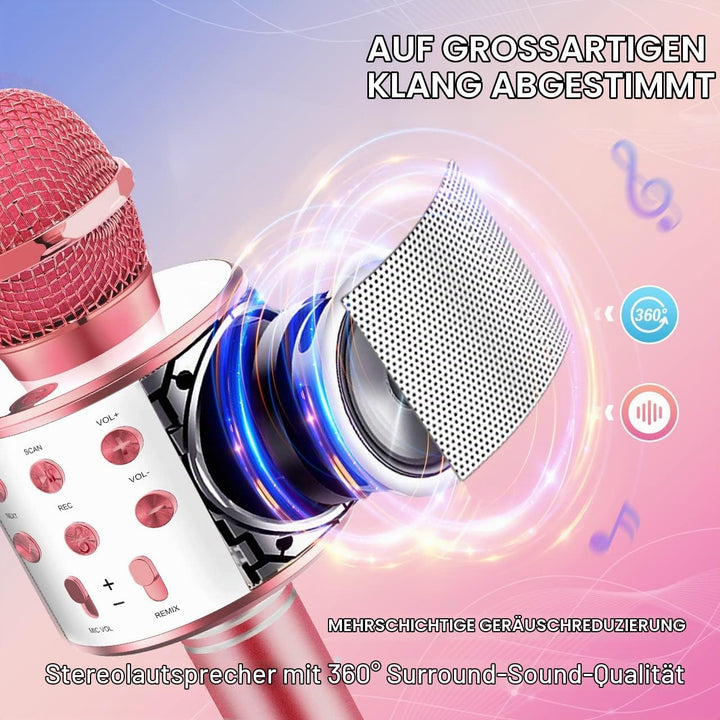 GeschenPark Mikrofon Kinder, Bluetooth Karaoke Mikrofon Geschenk Mädchen 3-12 Jahre Spielzeug Mädche