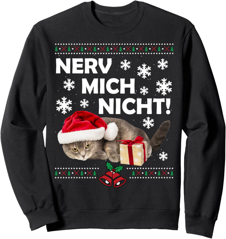 Böse Katze Weihnachtsmann Ugly Christmas Sad Cat Xmas Sweatshirt