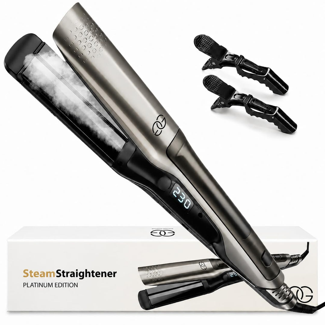Glätteisen Locken Lockenstab und Glätteisen 2-in-1, Professionelles Haarglätter Dampf & 42mm Breite
