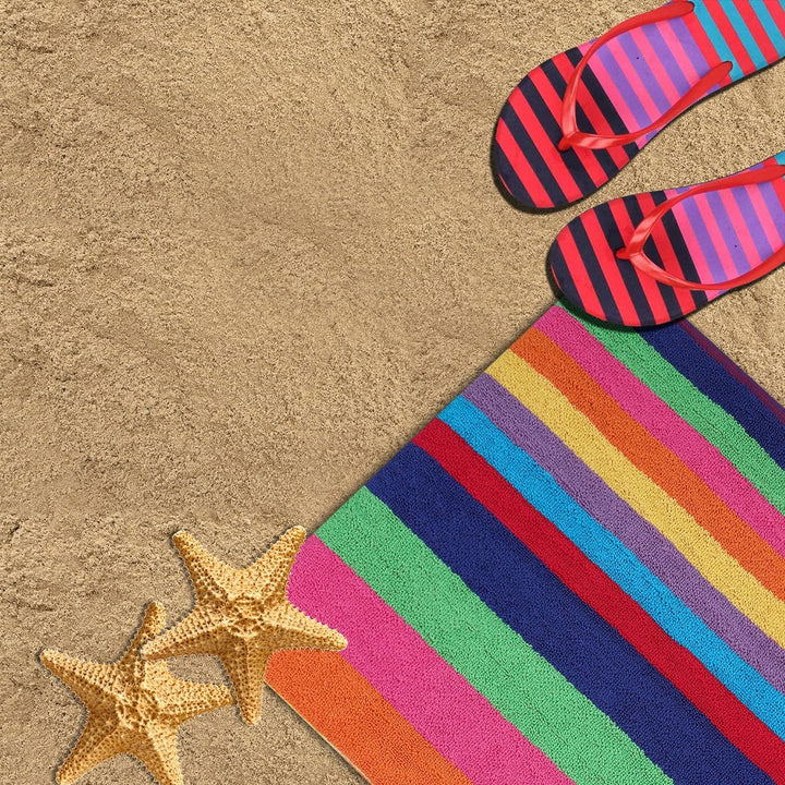 SweetNeedle Strandtücher – Multi Cabana Stripe Classic, 100% Baumwoll-Frottee, ringgesponnenes Poolt