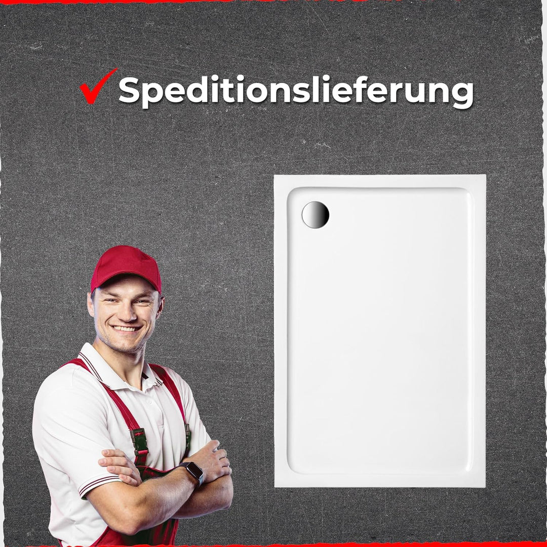 Schulte Duschwanne Modell A - aus hochwertigem Sanitäracryl, 140x90 cm inkl. Fussgesetell, Ab- und Ü