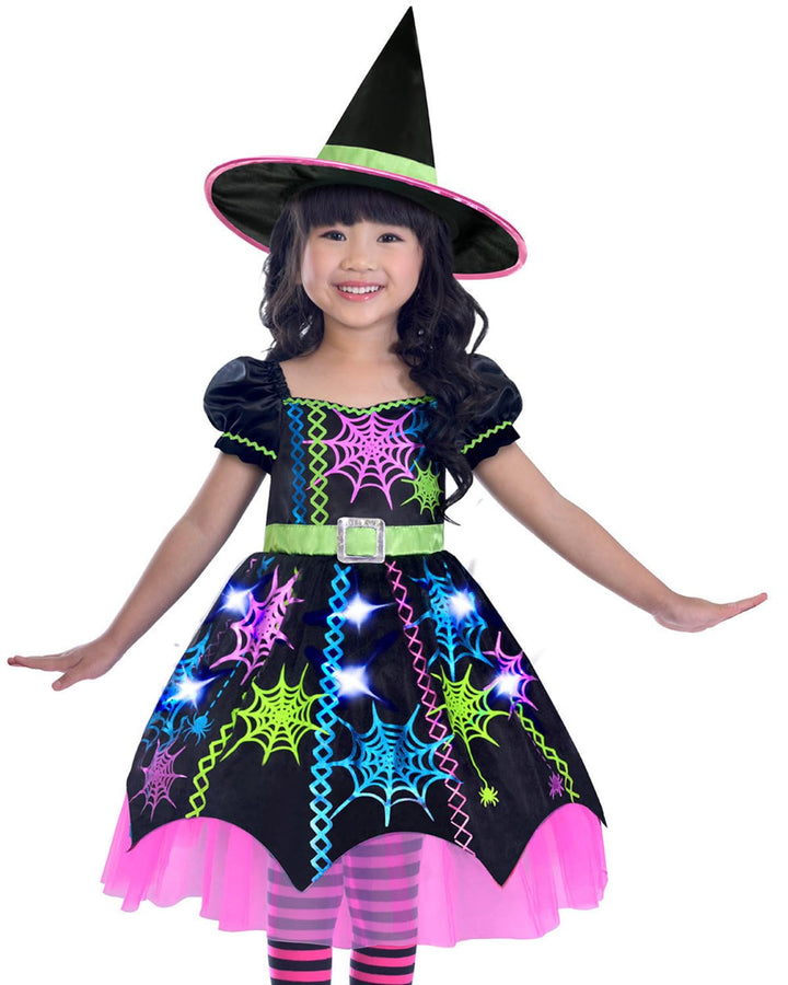 Amscan - Kinderkostüm Spinnenhexe, Kleid und Hexenhut, Mottoparty, Karneval, Halloween 3-4 Jahre, 3-