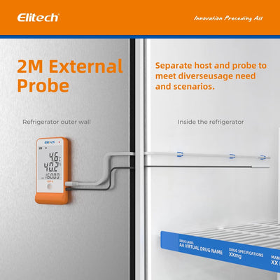 Elitech Temperatur Datenlogger, 16000 Punkte, Daten Aufzeichnungen und Export, Hohe Genauigkeit Sens