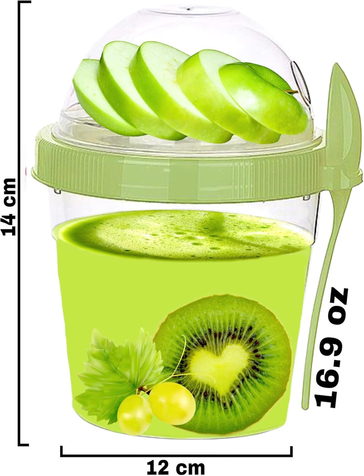 Joghurtbecher mit Löffel, 500ml wiederverwendbare Frühstückstöpfe, Müslibehälter für unterwegs, Lunc