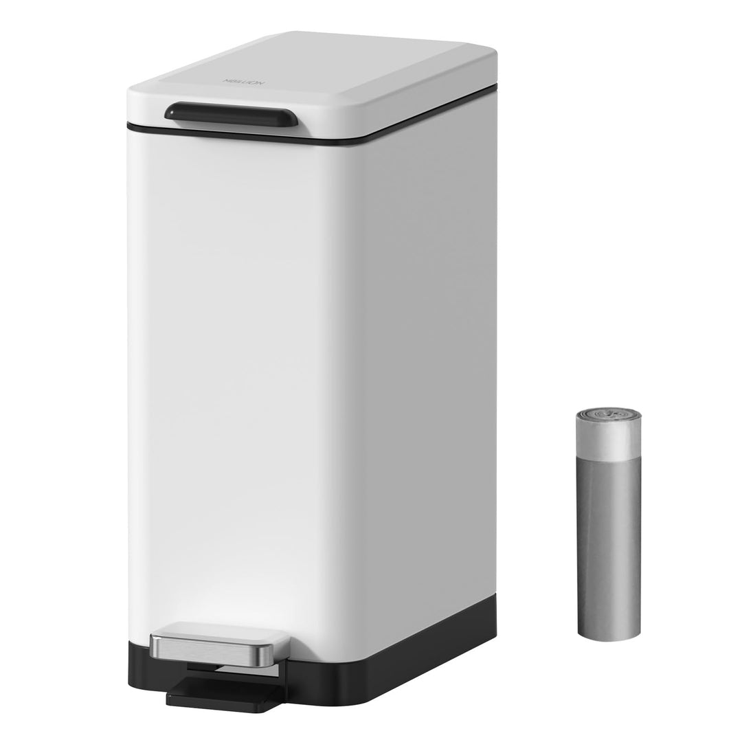 Mbillion Mülleimer Bad 10 Liter Slim Design Treteimer mit starkem Pedal, Edelstahl Rechteckiger Müll