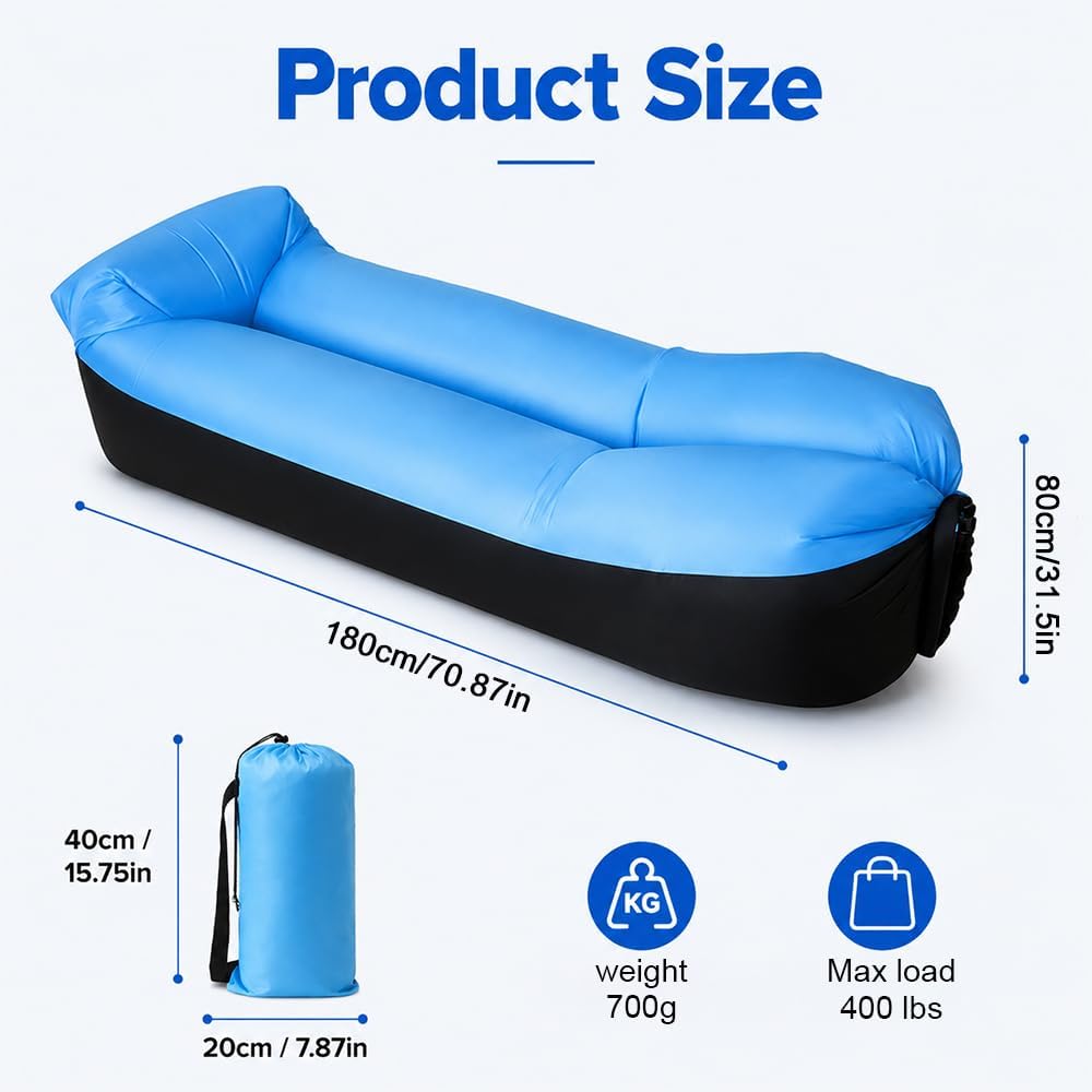 Aufblasbares Sofa, Camping Sofa Aufblasbar, Tragbares Luft Sitzsack mit Aufbewahrungstasche, Air Lou