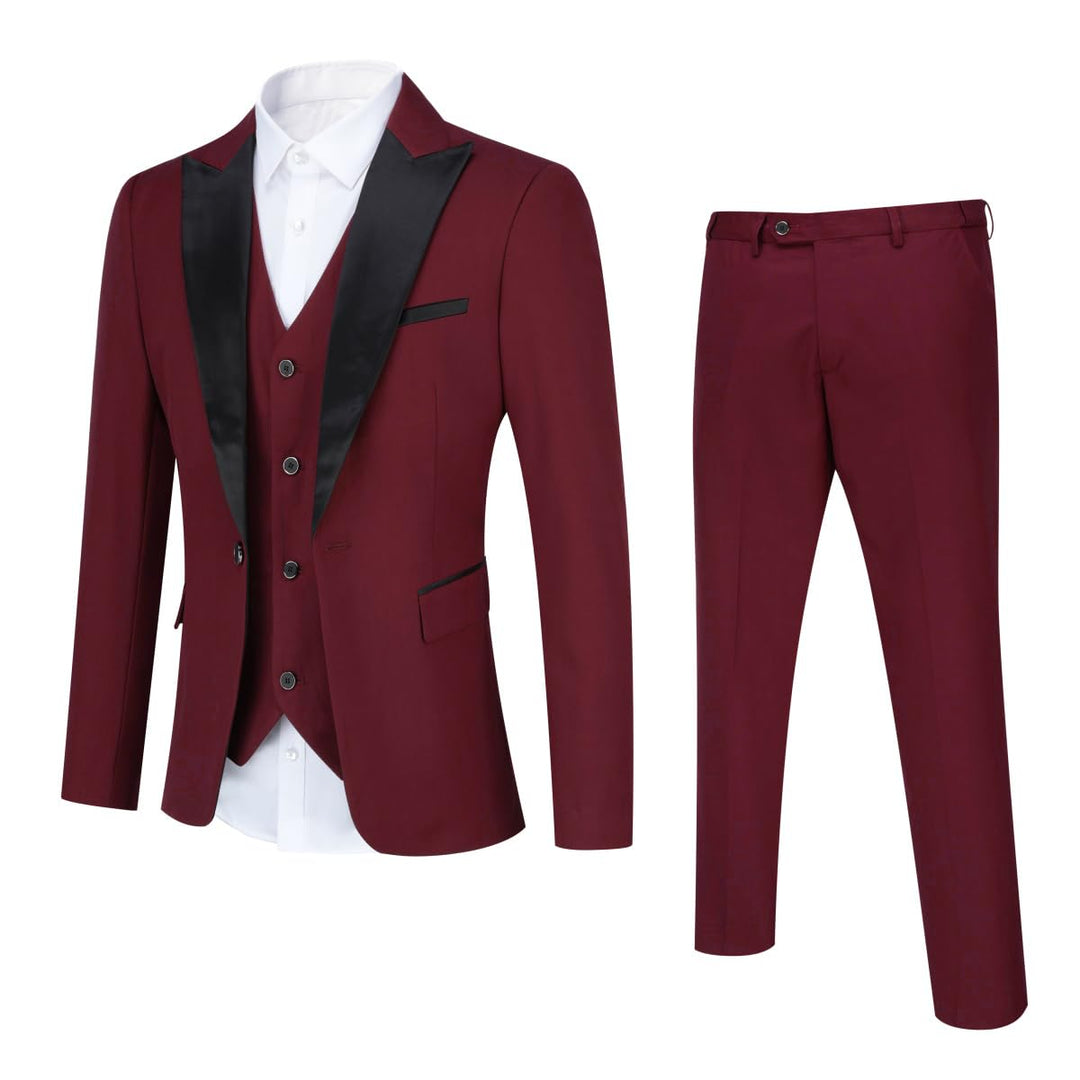 YOUTHUP Anzug Herren Regular Fit 3 Teilig Anzüge Peak Lapel Morden Herrenanzug Business Hochzeit Smo