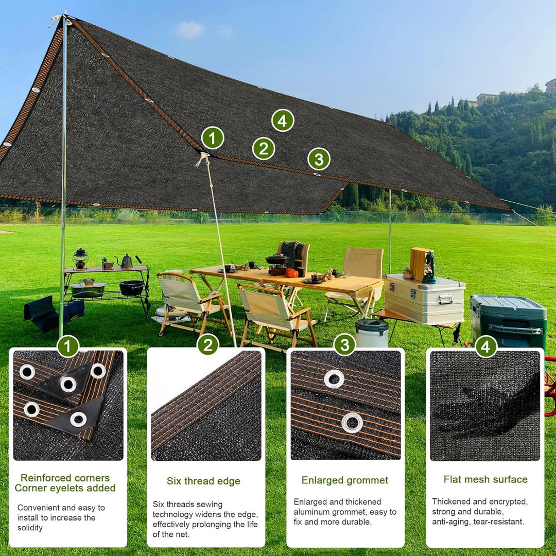 Schattierungsnetz Schattennetz Mit ösen, Sonnenschutznetz Garten Schwarz 6-PIN 80% Leicht und Haltba