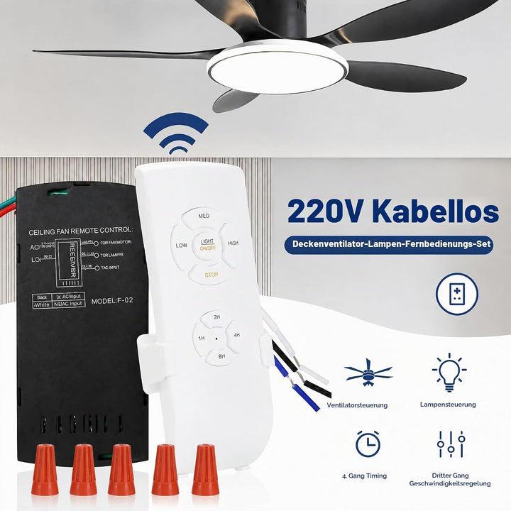 220V Universal Deckenventilator Fernbedienung Kit, Wireless Deckenventilator Lampe Fernbedienung Kit