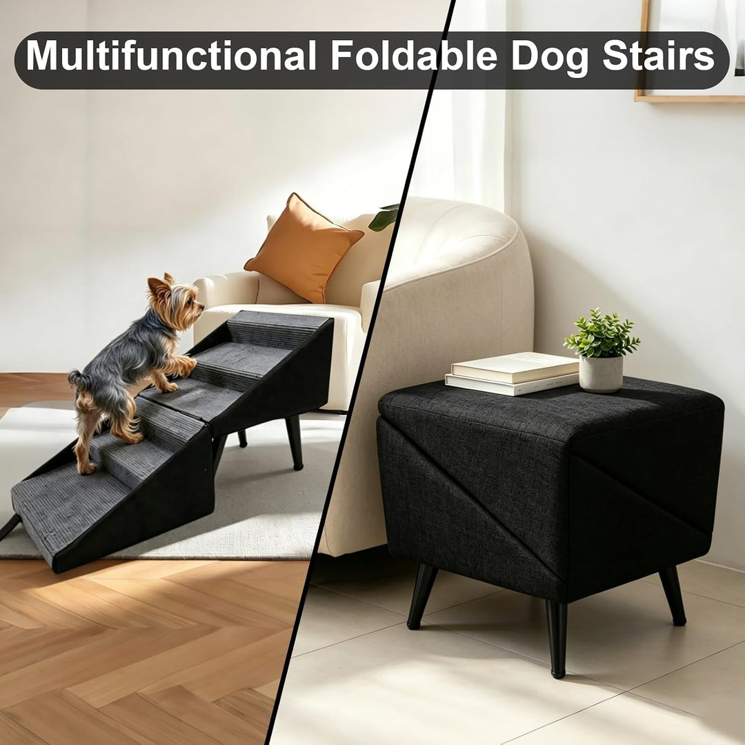 Hundetreppe Klappbar, 2 in 1 Multifunktional Hundetreppe und Geteilte Ottoman für Kleine &amp; Grosse Hu