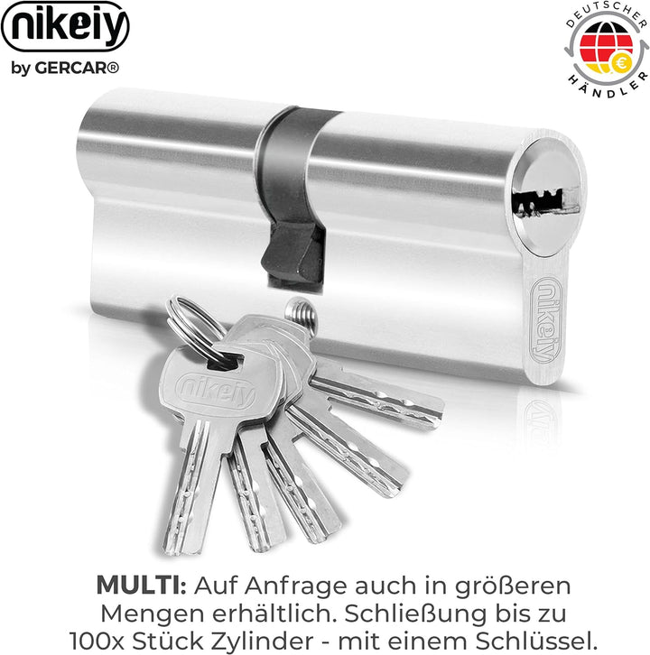 GERCAR 1x Schliesszylinder gleichschliessend 1 Profilzylinder 45/45 inkl. 5 Schlüssel (als Erweiteru