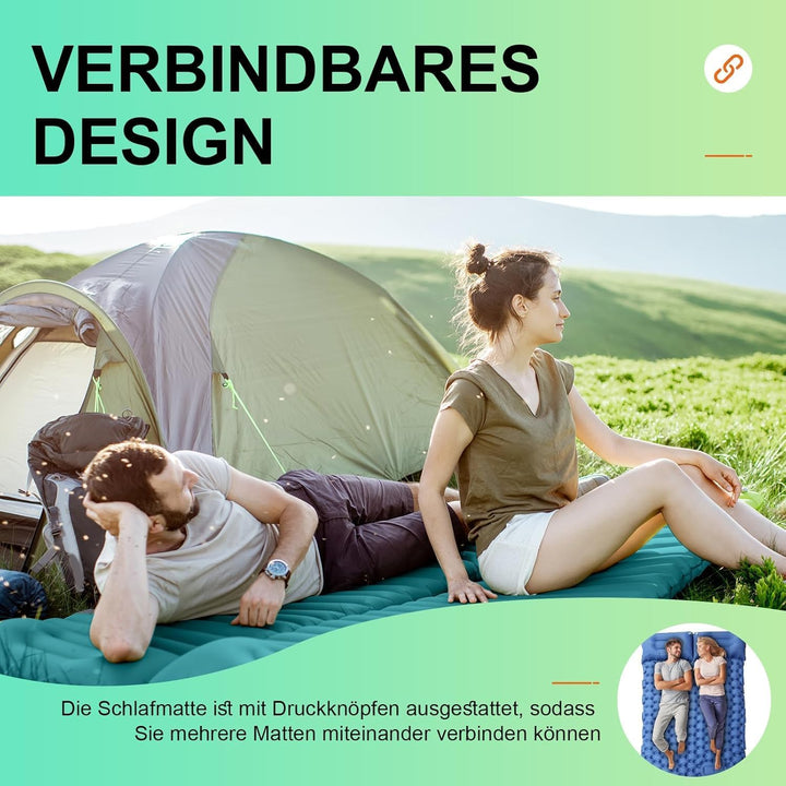 Luftmatratze Camping Ultraleichte Isomatte Camping mit Fusspresse Pumpe, Aufblasbare Matratze für Ou