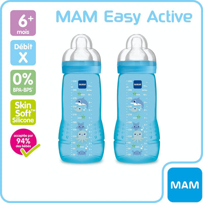 MAM Flasche 2. Alter 330ml x 2 Türkis Türkis 2 Stück (1er Pack), Türkis 2 Stück (1er Pack)
