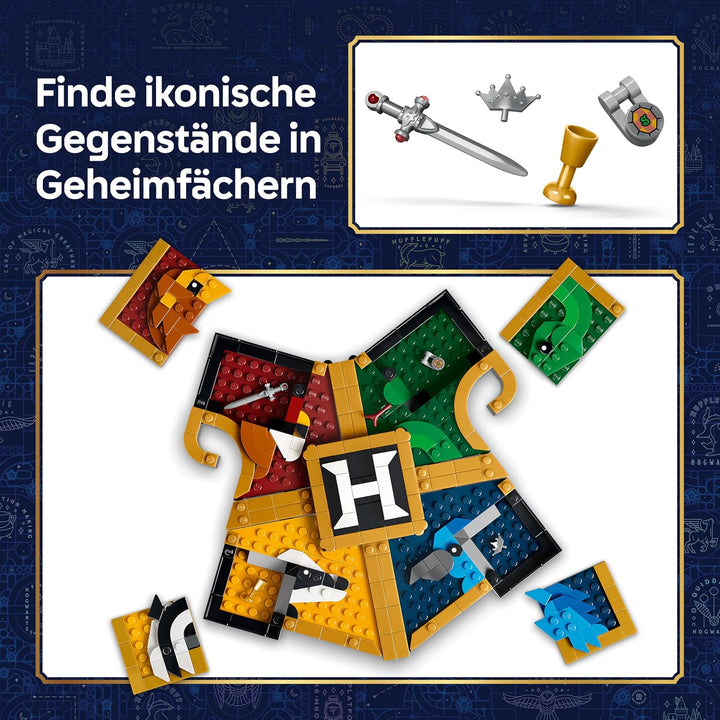 LEGO Harry Potter Hogwarts Hauswappen - Wanddeko 3D Modell mit Tieren - DIY Deko fürs Kinderzimmer -
