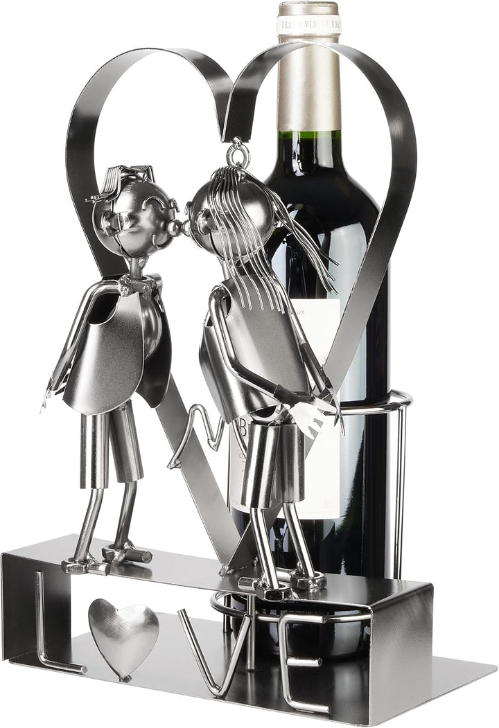 BRUBAKER Weinflaschenhalter Love Liebespaar im grossen Herz - Metall Flaschenhalter - 29 cm Wein Ges