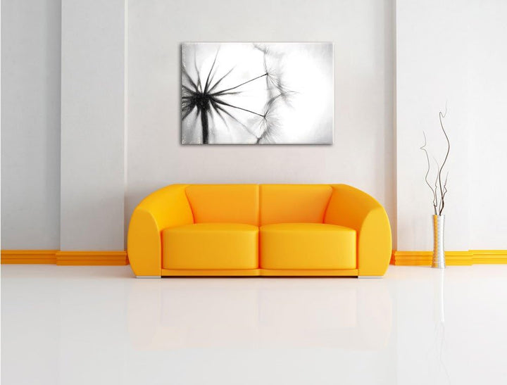 Pusteblumen Kohle Effekt, Format: 100x70 auf Leinwand, XXL riesige Bilder fertig gerahmt mit Keilrah