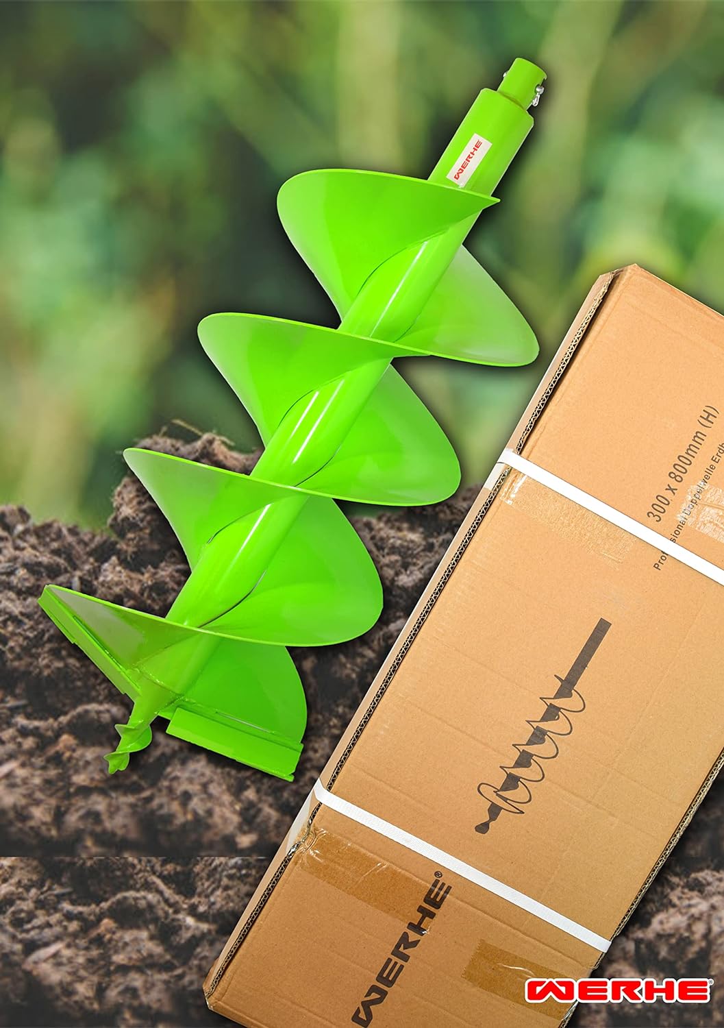 WERHE Profi Bohrer für Erdbohrer 300 mm Doppel-Welle Pfahlbohrer Brunnenbohrer robuste Bohrspitze