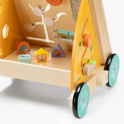 Navaris Lauflernwagen Baby Activity Wagen - Holz Lauflernhilfe mit Spielelementen - Spielwagen Laufw