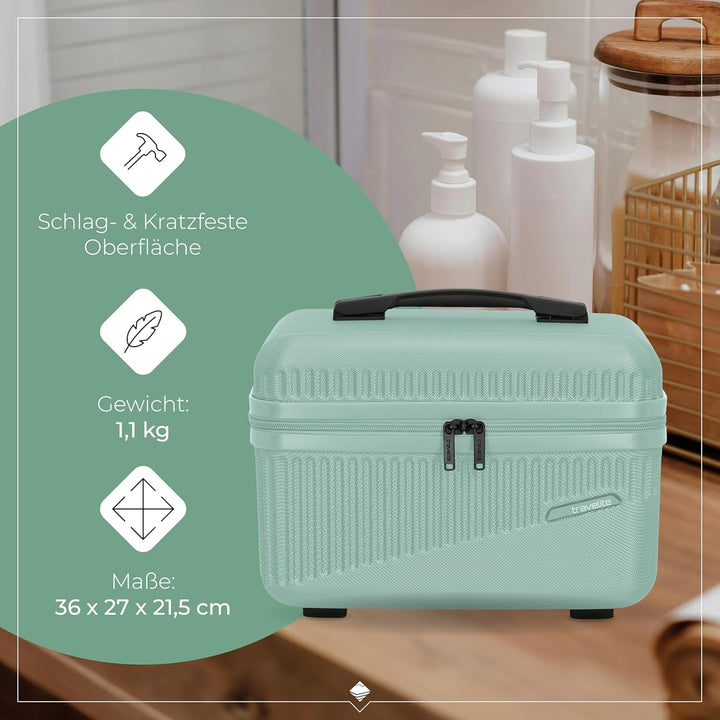travelite Beautycase Hartschale Handgepäck, Bali, Kosmetikkoffer mit Organizer -und Aufsteckfunktion