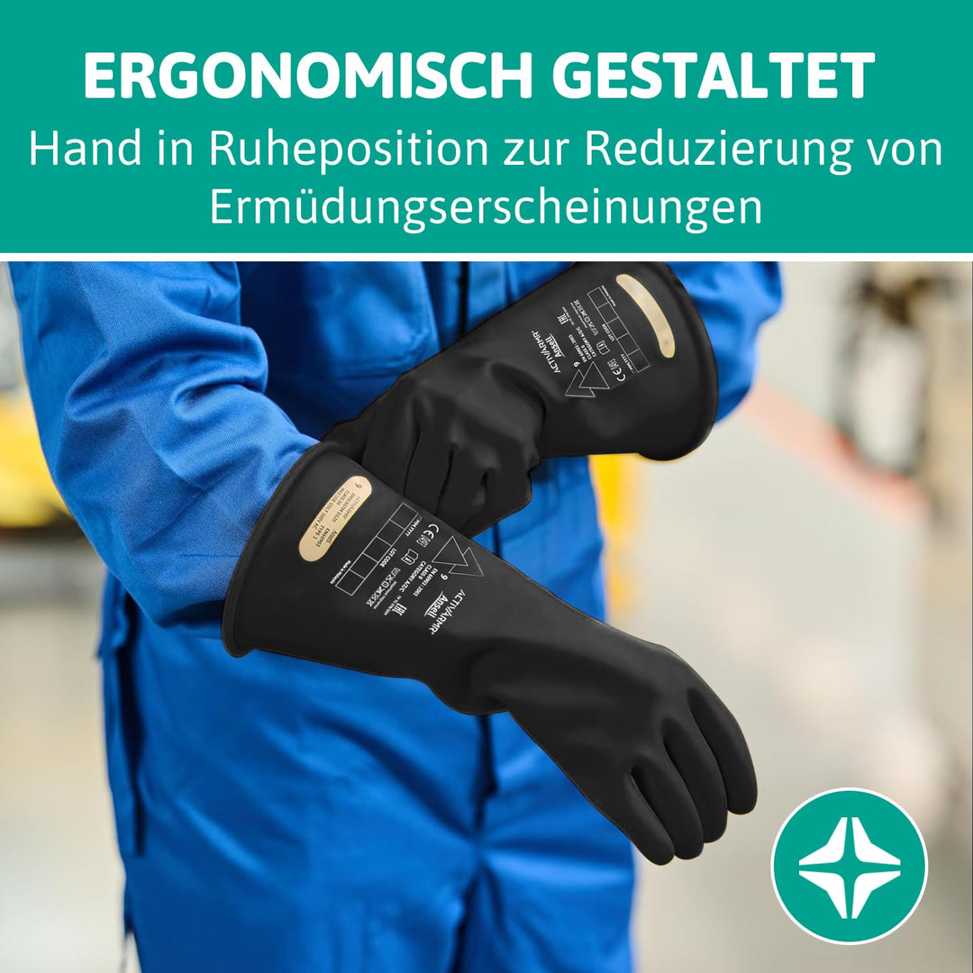 Ansell ActivArmr Elektriker-Schutzhandschuhe, Elektroschutz Klass 0 (1000V), Elektrisch Isolierende