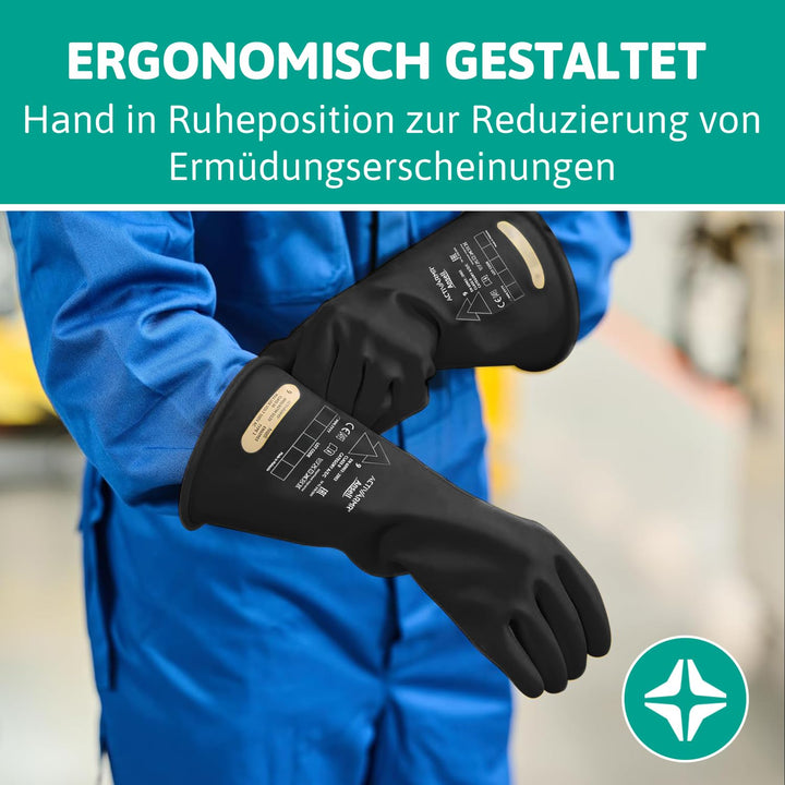 Ansell ActivArmr Elektriker-Schutzhandschuhe, Elektroschutz Klass 0 (1000V), Elektrisch Isolierende