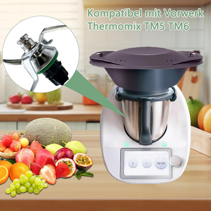 Messer für Thermomix TM5 TM6, Ersatzmesser mit Dichtungsring aus Edelstahl, Küchenmaschine Mixmesser