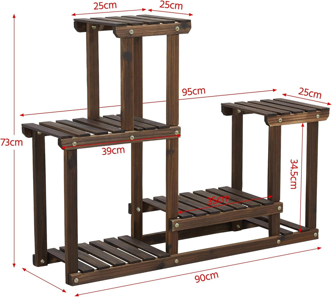 Yaheetech Pflanzenregal Holz, Blumenregal mit 4 Ebenen, Blumenständer Garten, Pflanzentreppe mehrstö