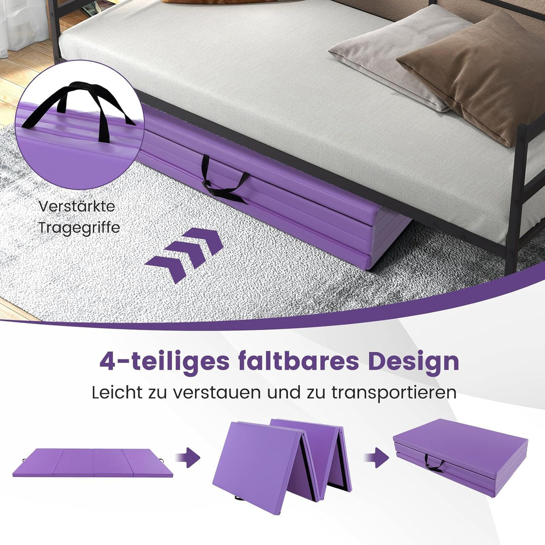 COSTWAY 300 x 120 x 5 cm Weichbodenmatte, Gymnastikmatte klappbar, Turnmatte aus PU mit Kletterversc