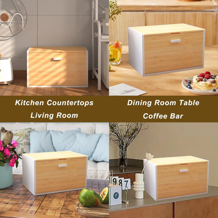 Bamboo Bread Box Bread Basket Storage Box Kitchen Bread Storage Bread Container Keep Fresh Long Time