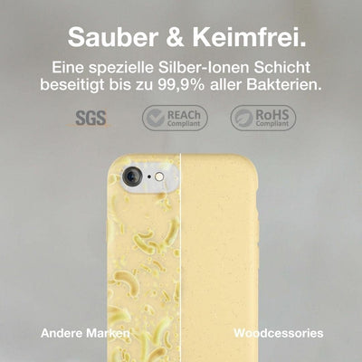 Woodcessories - Antibakterielle Hülle kompatibel mit iPhone SE 2022 Hülle gelb, iPhone SE 2020 Hülle